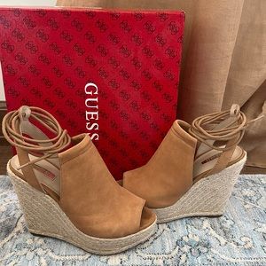 GUESS wedge lace up heels